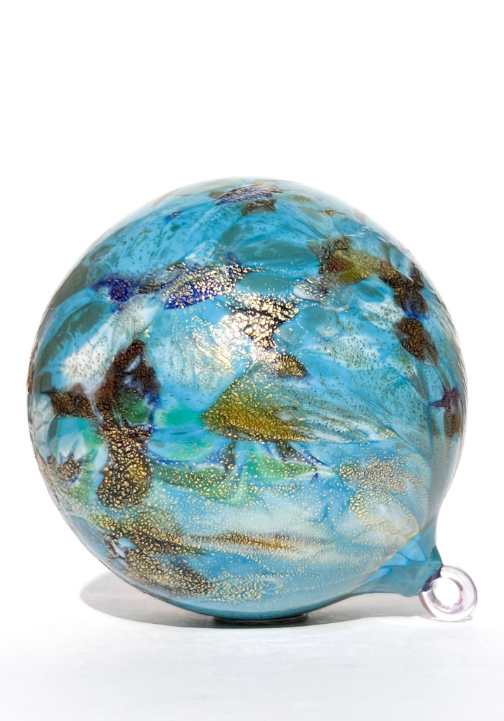 Spakada Light Blue Murano Glass Xmas Ball With Murrina Millefiori