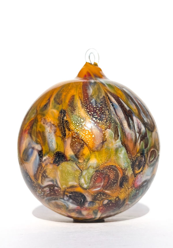 Spakada Amber Murano Glass Xmas Ball With Murrina Millefiori Made