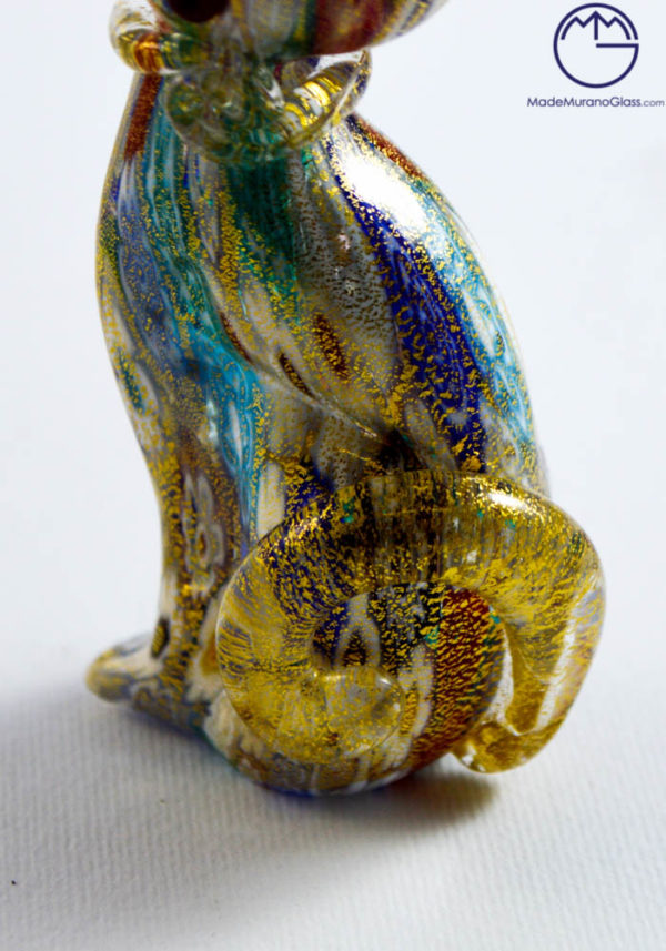 Collezione Animali Gatto In Vetro Murano Con Murrina E Oro 24kt - Made  Murano Glass