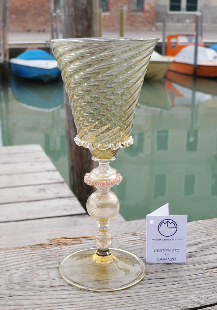 motor Bedrijfsomschrijving bureau Ohio - Venetian Glass Goblet With Gold 24kt - Made Murano Glass