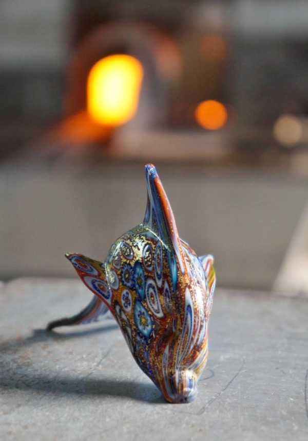 Murano Style Orange Glass Fish Figurine - Hand Made