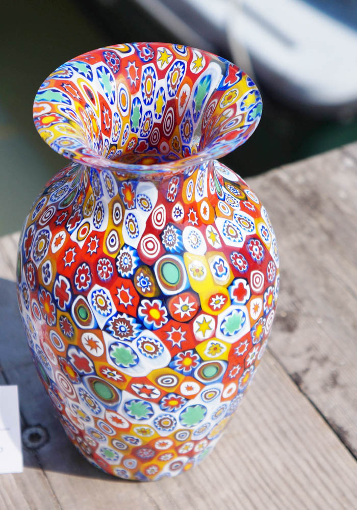 Venetian Glass Vase - Pasta - With Murrina Millefiori - Made Murano Glass