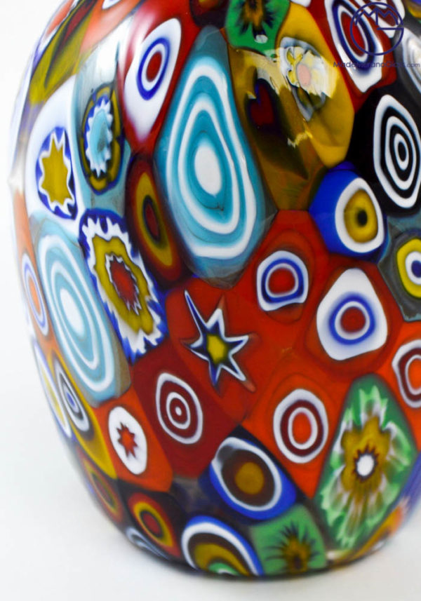 Vaso a bottiglia vetro di Murano Murrine Millefiori – Linea Italia gioielli