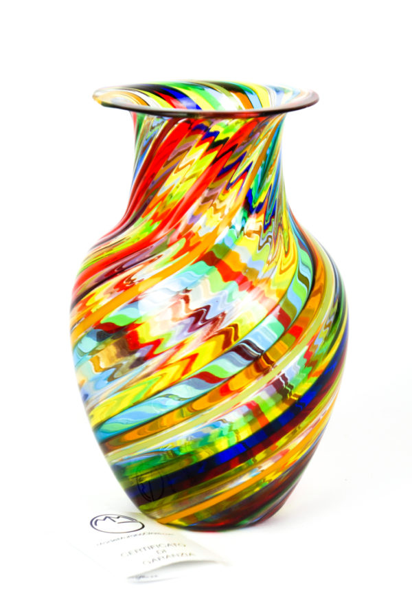 Vaso colorato in vetro con effetto marmorizzato di Missoni per Arte Vetro  Murano