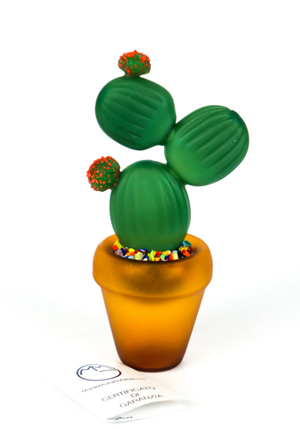 Ose - Plant Of Cactus In Murano Glass - Made Murano Glass