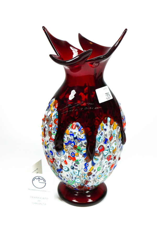 Venetian Glass Vase - Pasta - With Murrina Millefiori - Made