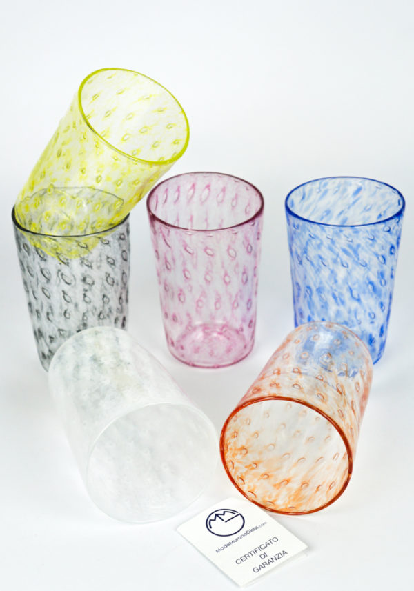 Murano-style Pastello Indented Drinking Glasses Set of 6 