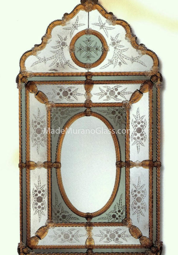 Specchio da Borsetta con Vetro di Murano Originale, Made in Italy -  Azzurro-Lilla - Venezia classica