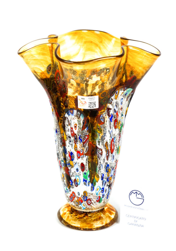 Venetian Glass Vase - Pasta - With Murrina Millefiori - Made
