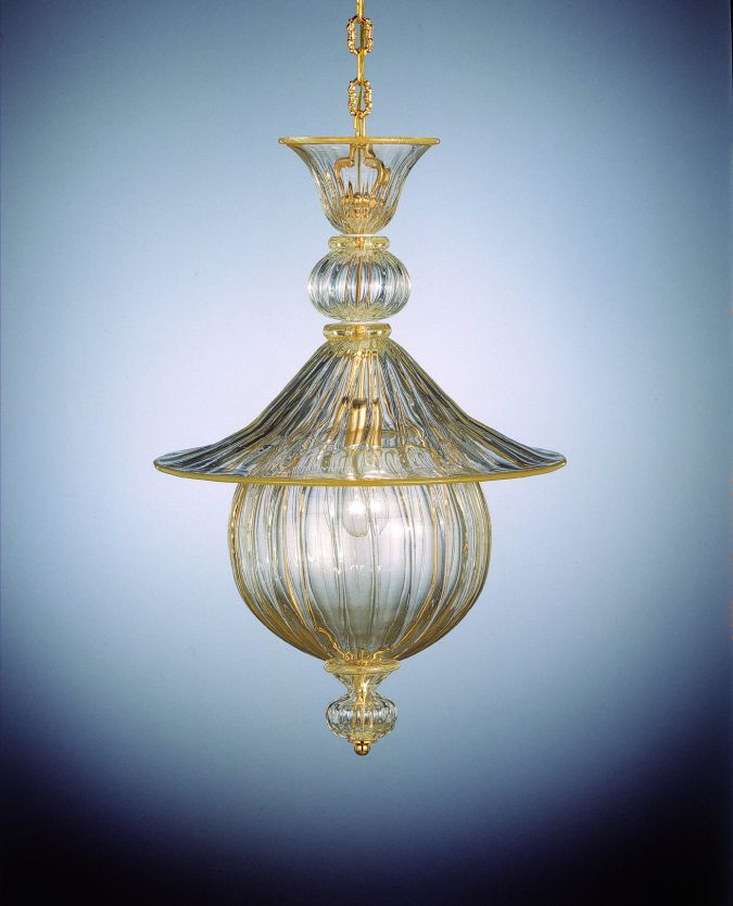 Murano Glass Lantern With Gold 24 Carats Venetian Glass Lamps Made Murano Glass