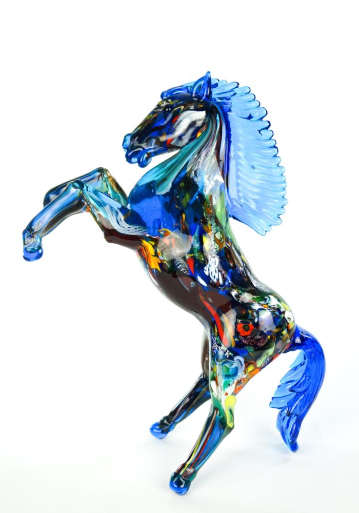 Sculpture Murano Horse Fantasy Light Blue - Made Murano Glass