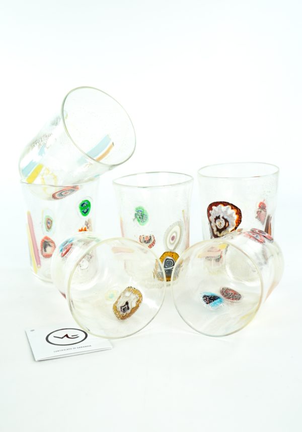 Set of 6 Water Glasses with 24k Gold Swivel Design - World Art Glass -  Murano Glass Gifts Co.