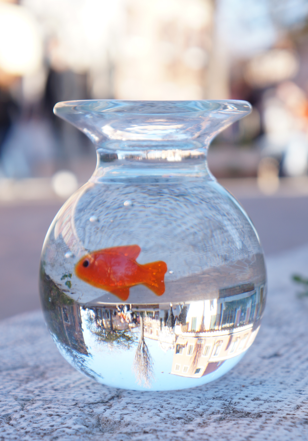 Boccia per pesci in vetro, pesce rosso, vaso per acquario con pesci rossi,  classica statuetta in vetro di Murano in miniatura realizzata a Venezia.  Guarda le mie statuette e sculture. 