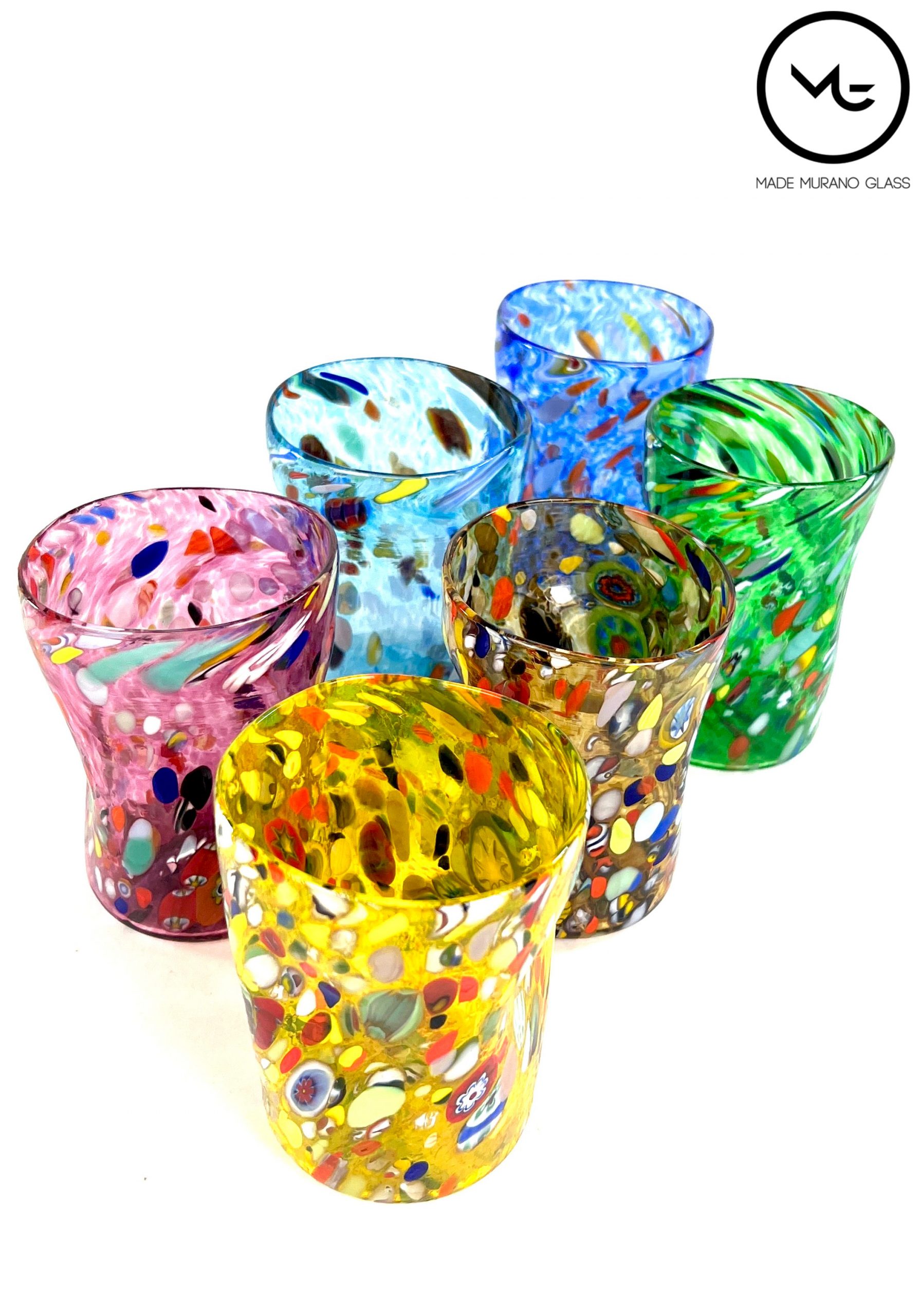 Murrine Murano Glass Alta Drinking Glasses, Set of 6