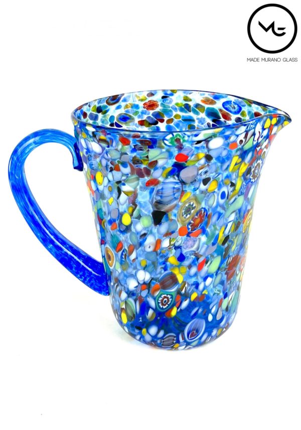 Irax - Set Di 6 Bicchieri Multicolore Con Caraffa In Vetro Murano - Made  Murano Glass