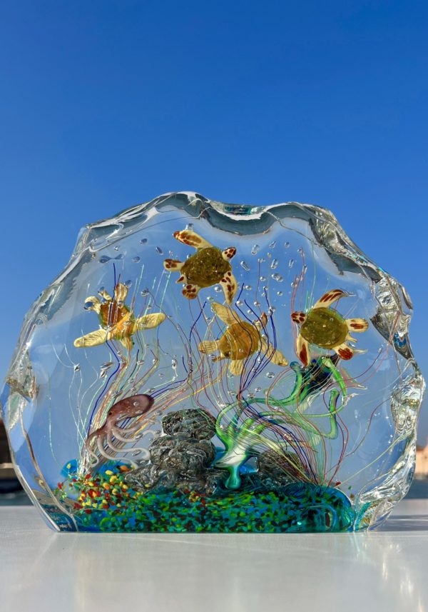 Acquario a forma di sasso, tecnica ad immersione, realizzato a mano in  vetro di Murano, Cod. MAGI9 Glass Tek snc - Luxury and Innovative Lighting