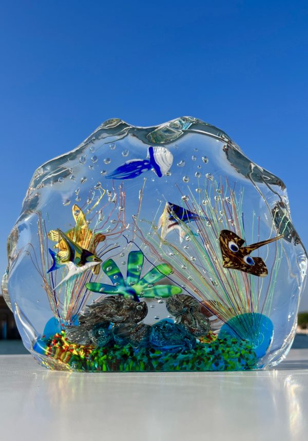 Mediterraneo - Murano Glass Aquarium With 4 Elements - Unique Piece 1/1 -  Made Murano Glass