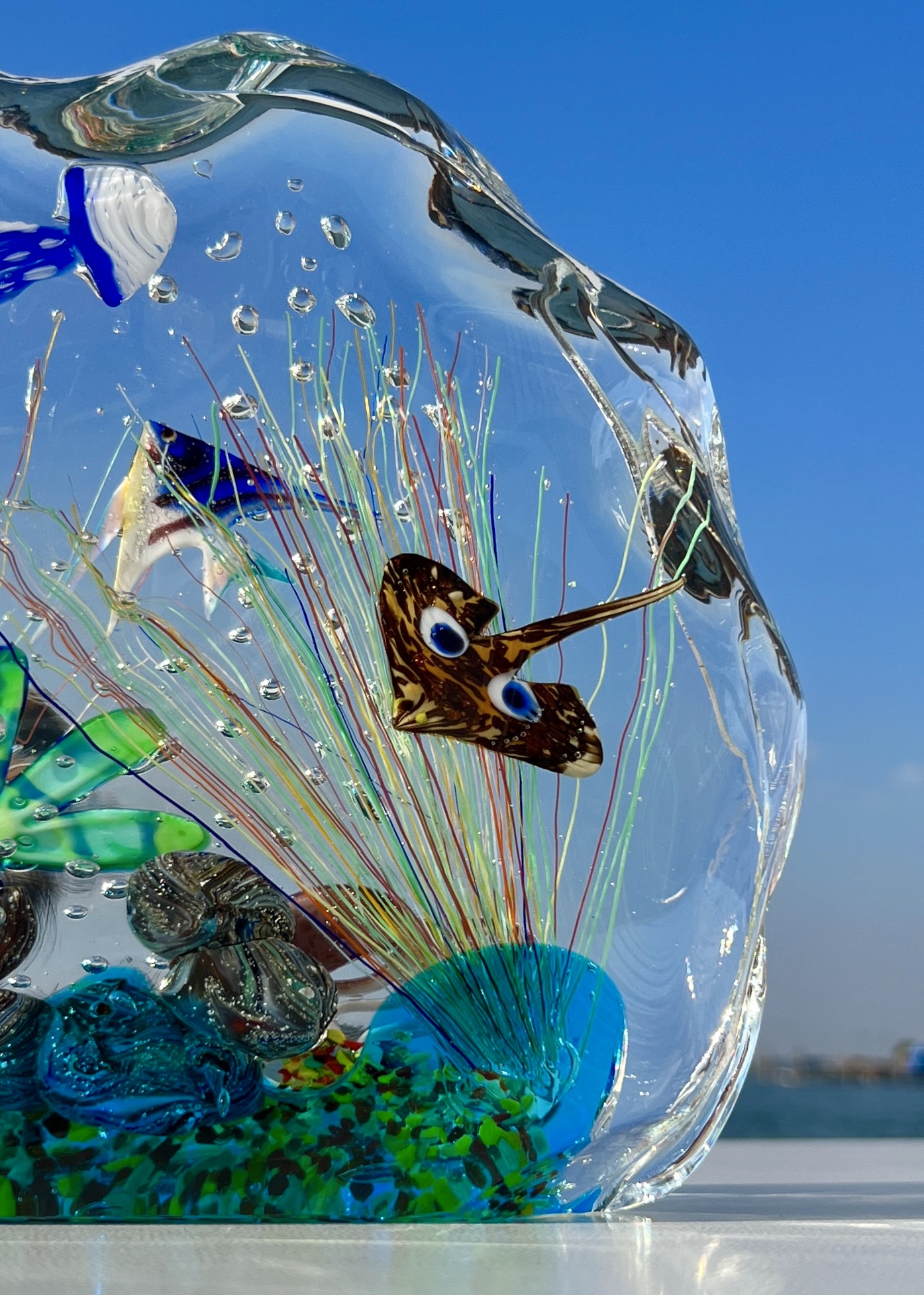 Mediterraneo - Murano Glass Aquarium With 4 Elements - Unique