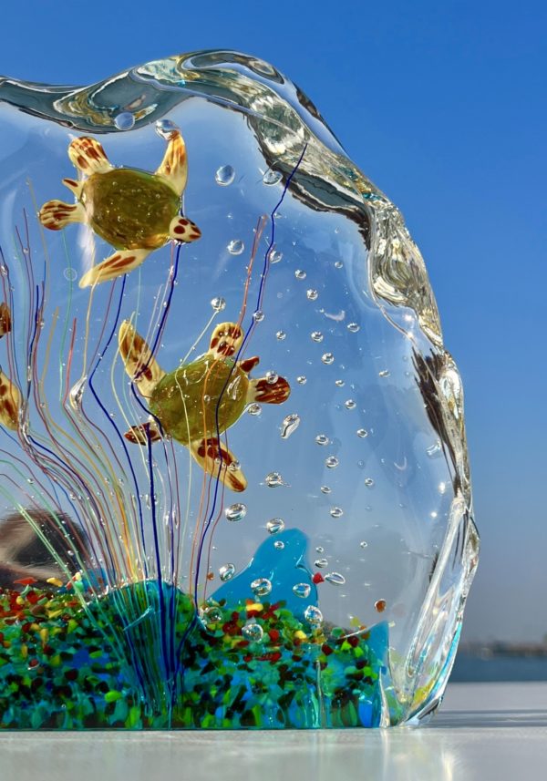 Mediterraneo - Murano Glass Aquarium With 4 Elements - Unique Piece 1/1 -  Made Murano Glass