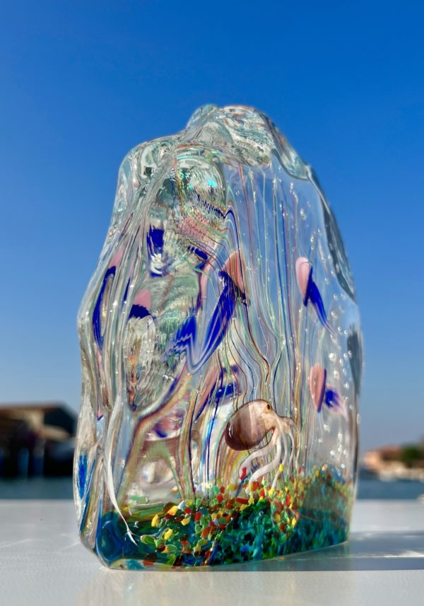 Mediterraneo - Murano Glass Aquarium With 4 Elements - Unique Piece 1/1 -  Made Murano Glass