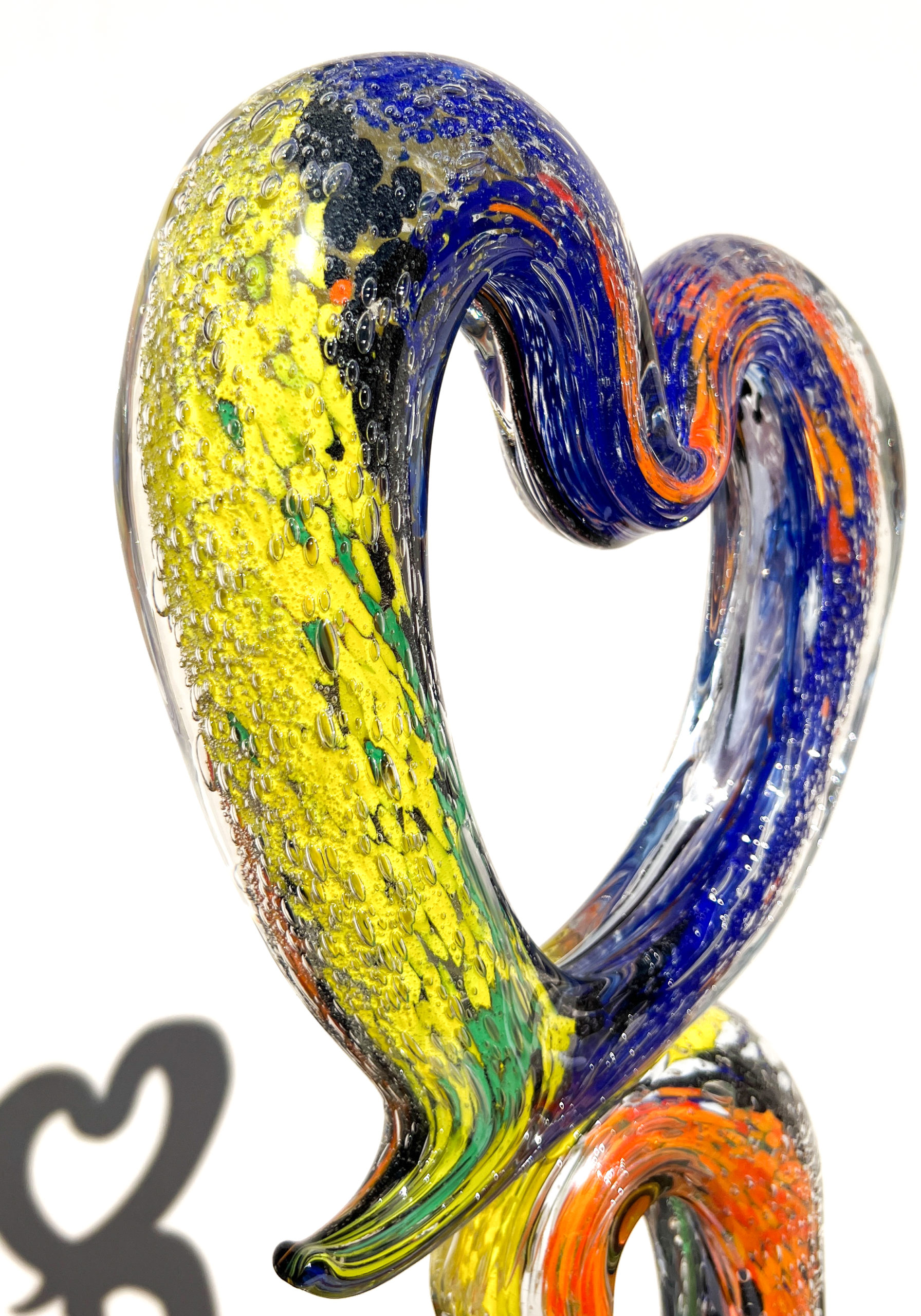 Murano Glass Blown Heart with Millefiori, multiple colors