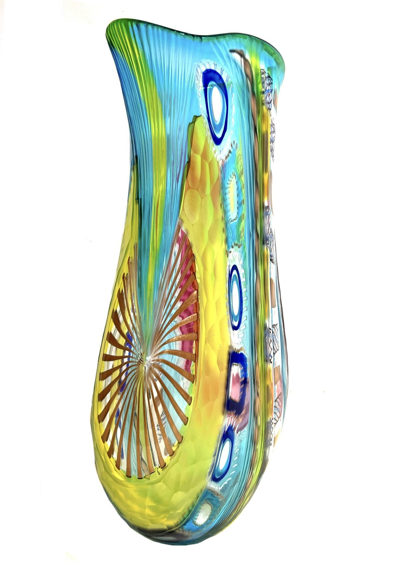 Nikita - Multicolored Murano Glass Vase Beaten