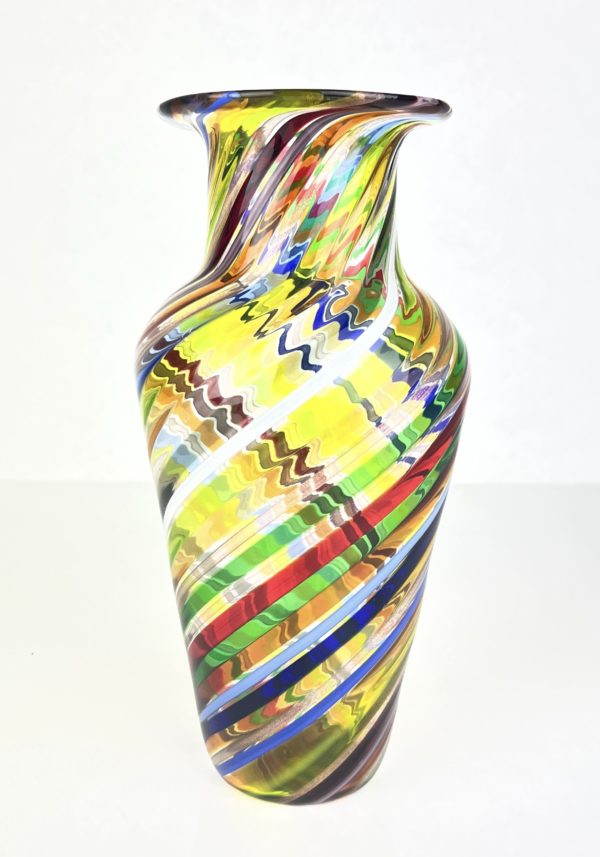 Vintage Glass Vase with Multi-Colored Swirls - Lost and Found