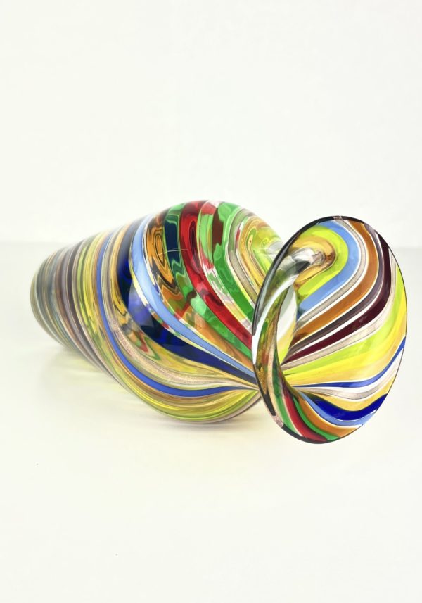 Vintage Glass Vase with Multi-Colored Swirls - Lost and Found